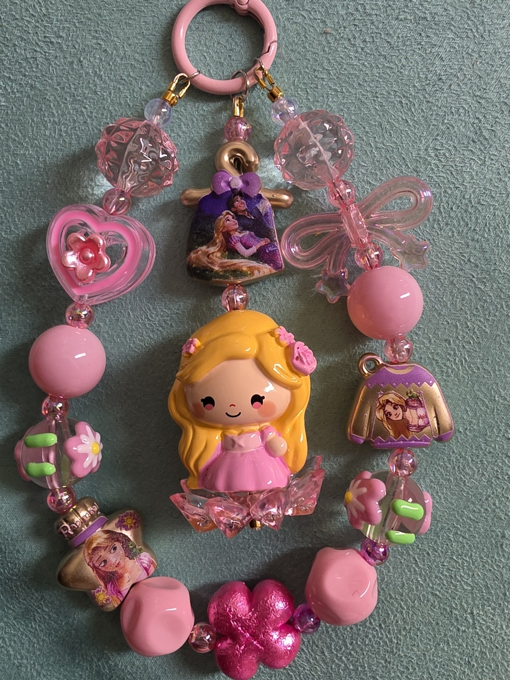 Pink Princess Beaded Keychain Charm for Kids